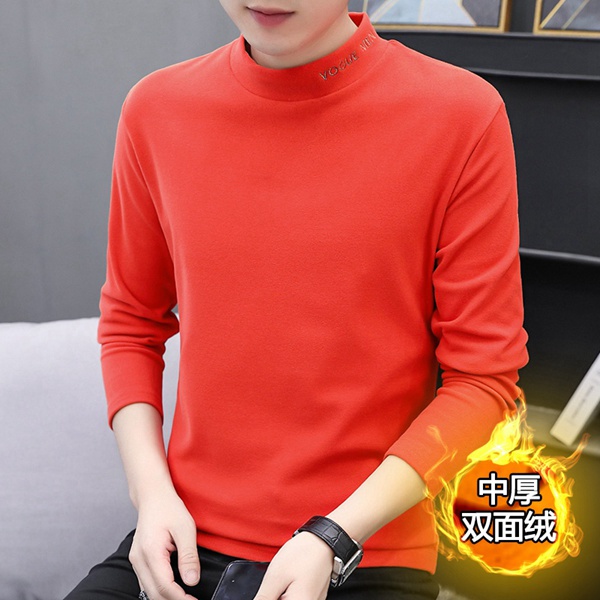 高品质秋冬季纯色内搭长袖半高领双面绒打底衫保暖T恤上衣