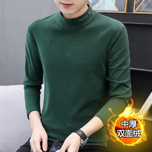高品质秋冬季纯色内搭长袖半高领双面绒打底衫保暖T恤上衣
