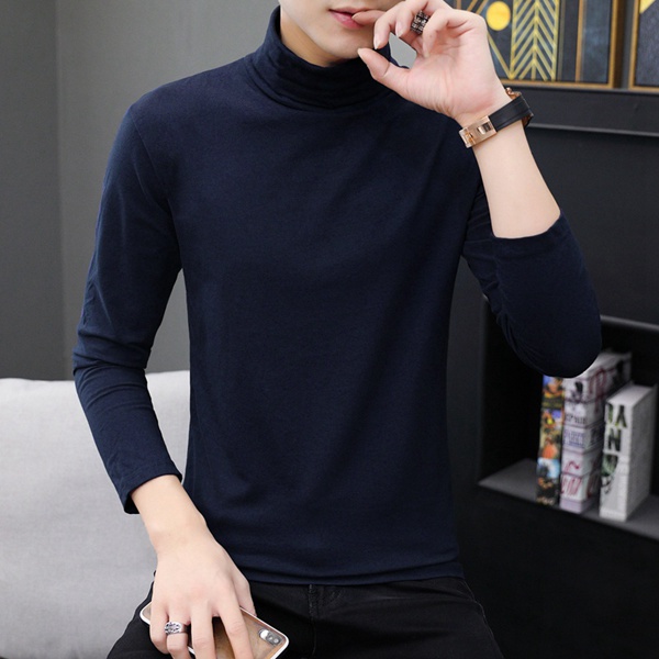 秋冬全棉高领长袖T恤男款纯棉打底衫男装