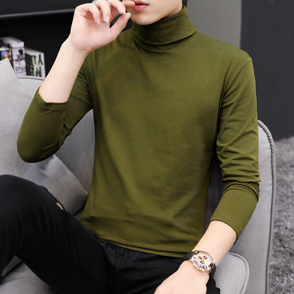 秋冬全棉高领长袖T恤男款纯棉打底衫男装
