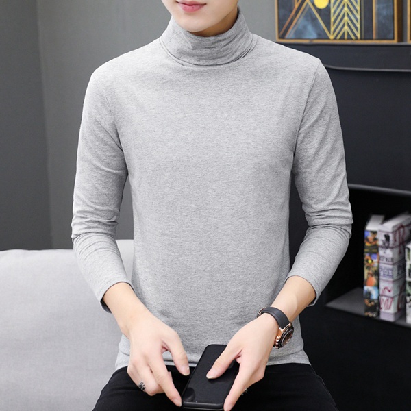 秋冬全棉高领长袖T恤男款纯棉打底衫男装