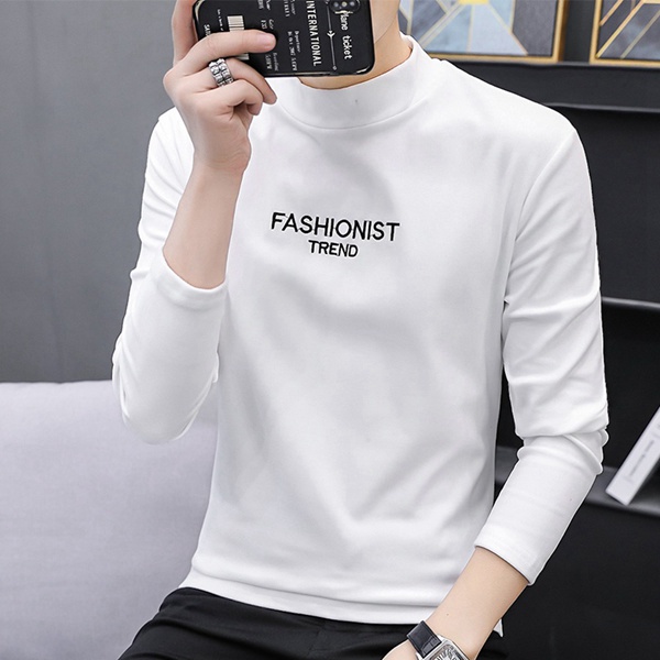 秋冬新款男士中领双面绒保暖打底衫