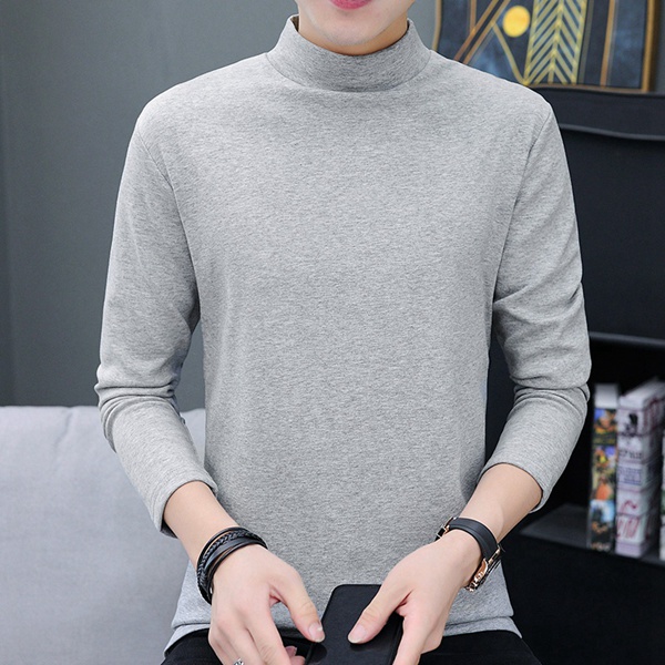 韩版男士打底衫中领秋冬加绒保暖上衣