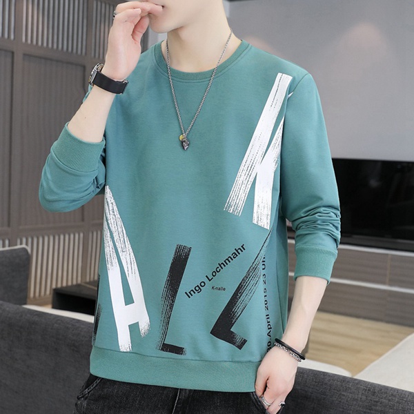 新款男士印花圆领卫衣运动休闲男款外套潮流上衣