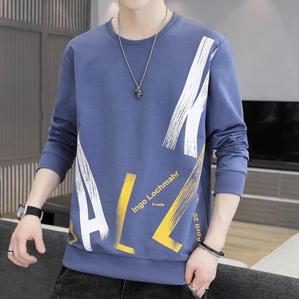 新款男士印花圆领卫衣运动休闲男款外套潮流上衣