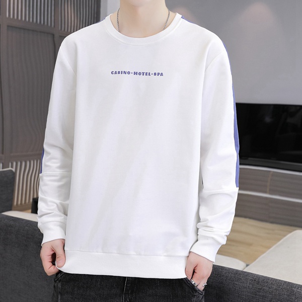 男士长袖卫衣秋冬新品圆领套头印花宽松打底衫