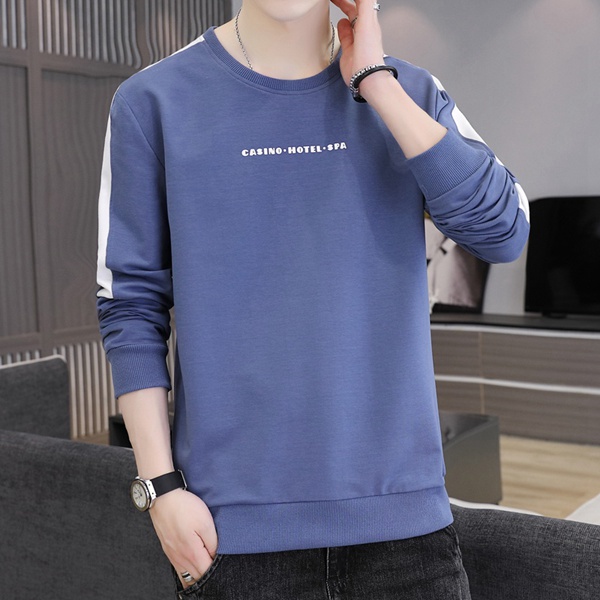 男士长袖卫衣秋冬新品圆领套头印花宽松打底衫