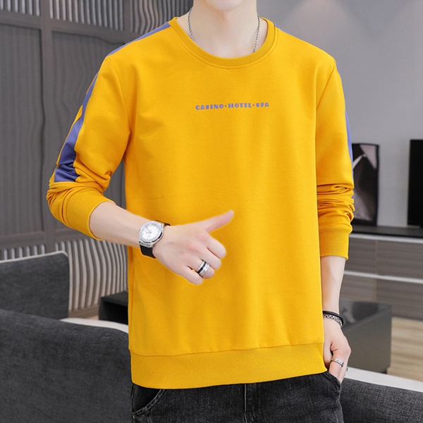 男士长袖卫衣秋冬新品圆领套头印花宽松打底衫