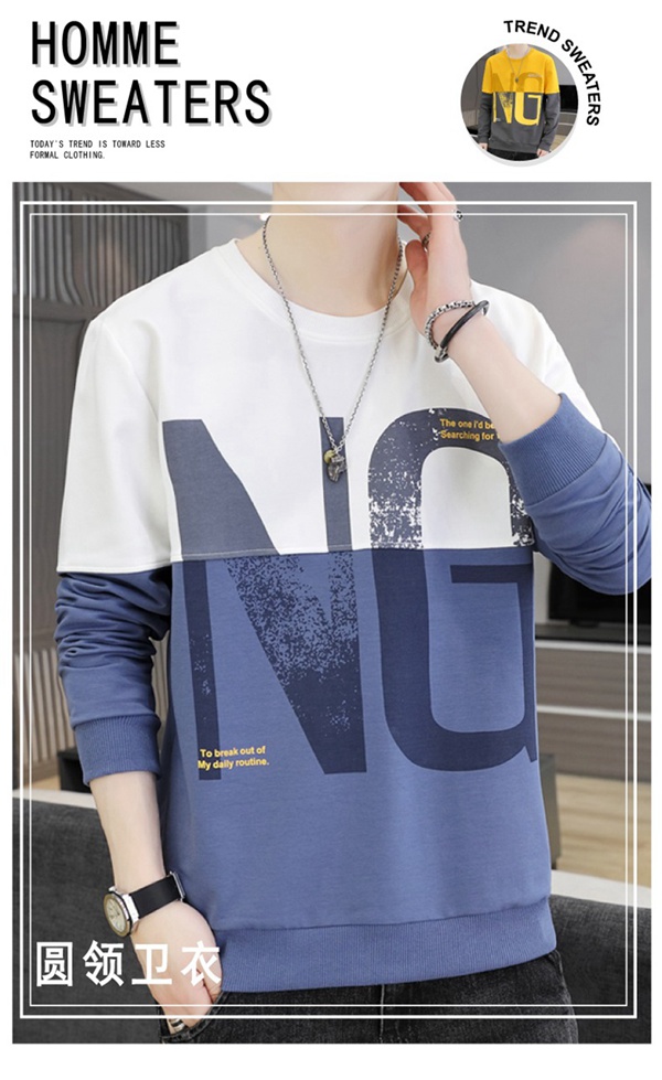 秋冬款新潮男士圆领卫衣宽松百搭印花上衣