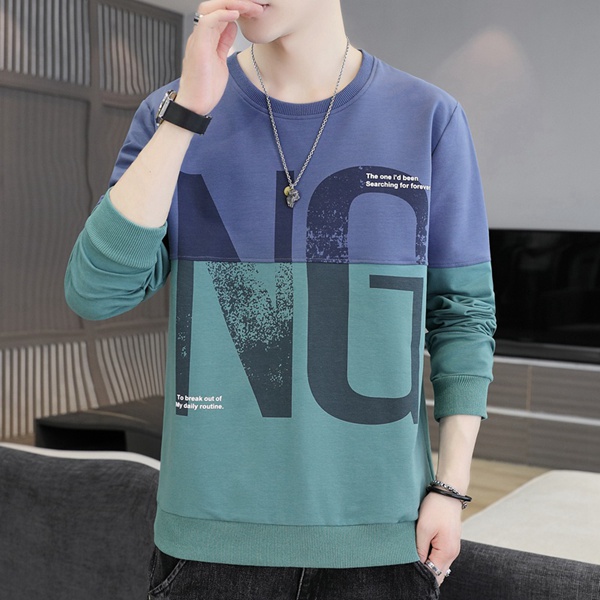 秋冬款新潮男士圆领卫衣宽松百搭印花上衣