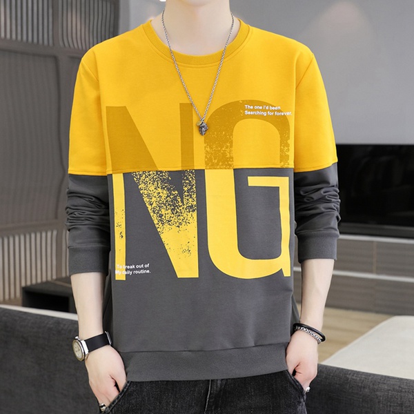 秋冬款新潮男士圆领卫衣宽松百搭印花上衣