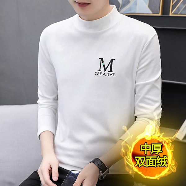 新款男士双面绒半高领保暖打底衫秋衣