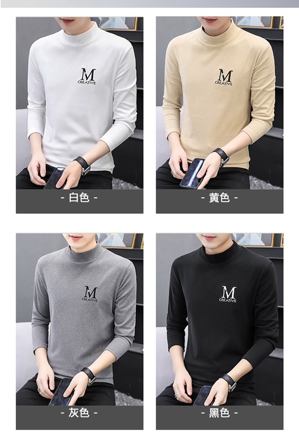 新款男士双面绒半高领保暖打底衫秋衣