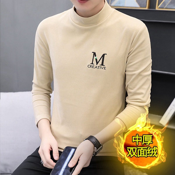 新款男士双面绒半高领保暖打底衫秋衣