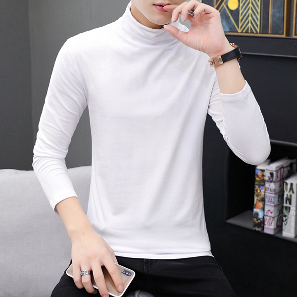 秋冬全棉高领长袖T恤男款纯棉打底衫男装