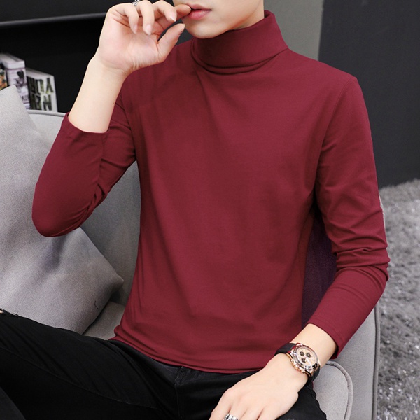 秋冬全棉高领长袖T恤男款纯棉打底衫男装
