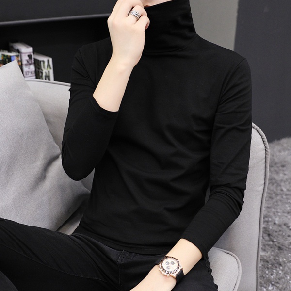 秋冬全棉高领长袖T恤男款纯棉打底衫男装