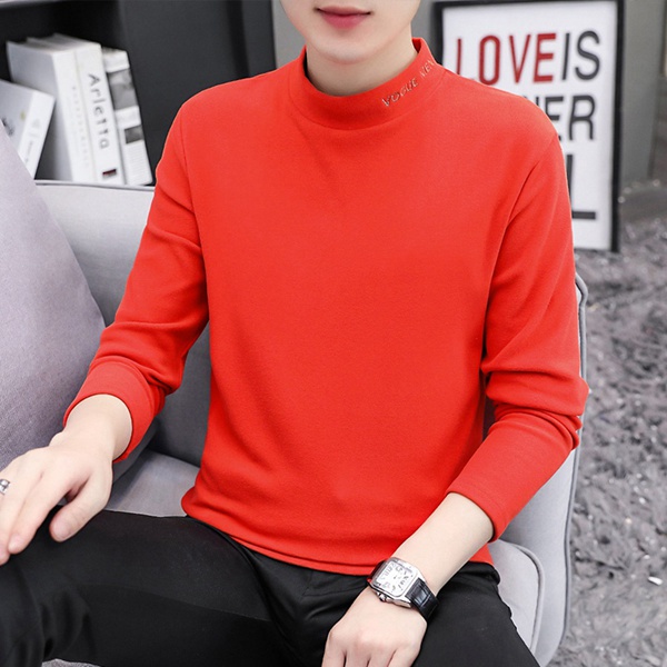 高品质秋冬季纯色内搭长袖半高领双面绒打底衫保暖T恤上衣