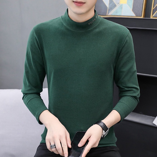 高品质秋冬季纯色内搭长袖半高领双面绒打底衫保暖T恤上衣