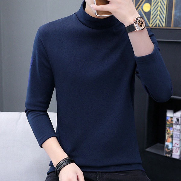 韩版男士打底衫中领秋冬加绒保暖上衣