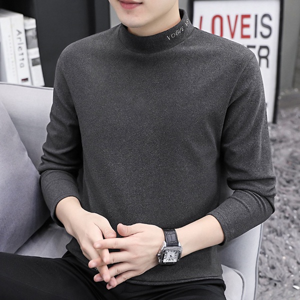 高品质秋冬季纯色内搭长袖半高领双面绒打底衫保暖T恤上衣