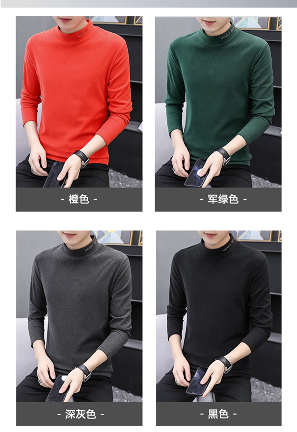 高品质秋冬季纯色内搭长袖半高领双面绒打底衫保暖T恤上衣