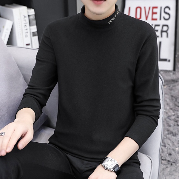 高品质秋冬季纯色内搭长袖半高领双面绒打底衫保暖T恤上衣