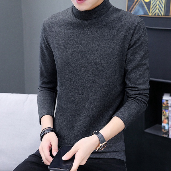 韩版男士打底衫中领秋冬加绒保暖上衣