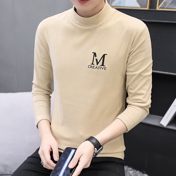 新款男士双面绒半高领保暖打底衫秋衣