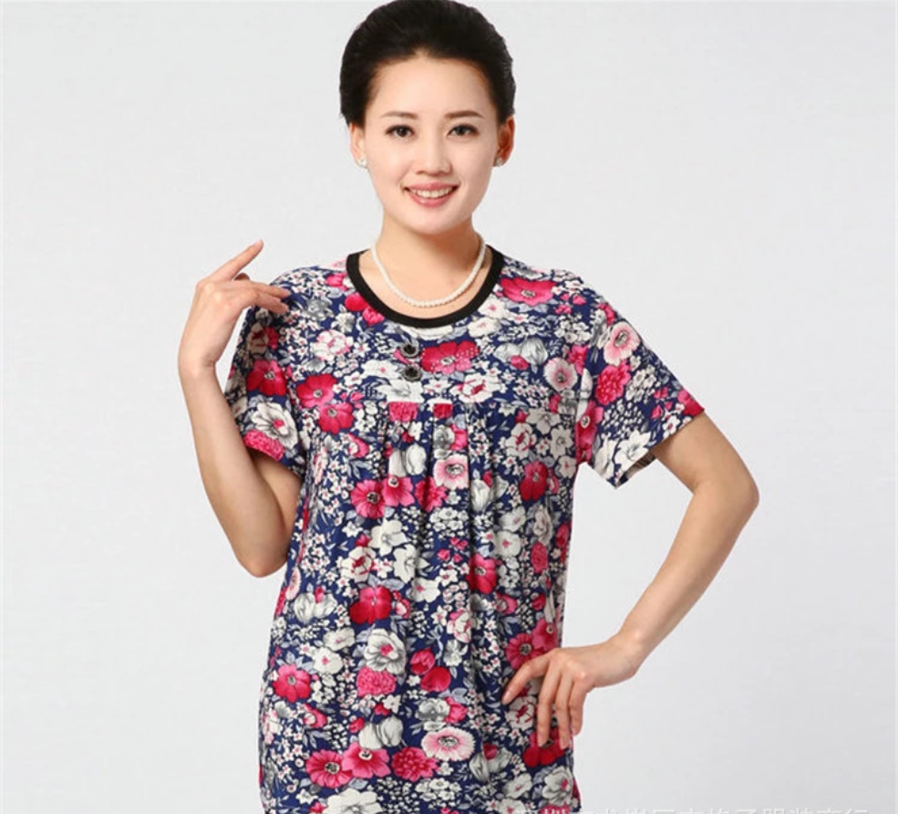 中老年服装夏季冰丝短袖t恤妈妈装地摊夜市赶集摆摊货源