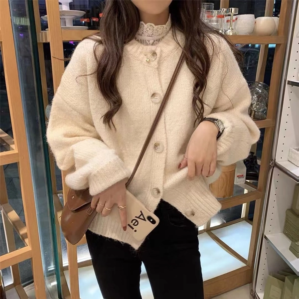 秋冬毛衣小香风针织开衫外套气质厚秋冬加厚毛衣