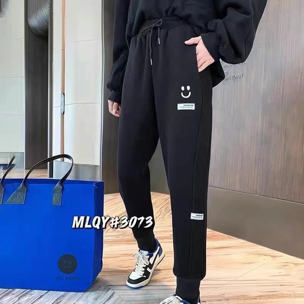 笑脸卫裤女春秋薄款高腰宽松休闲束脚运动裤