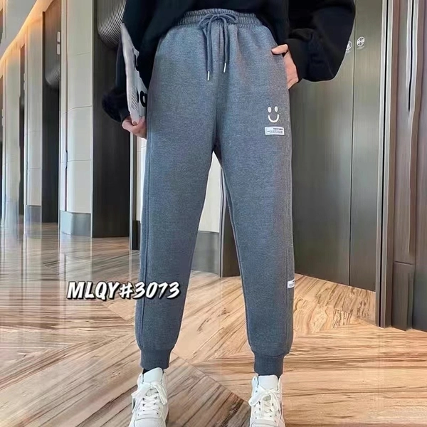 笑脸卫裤女春秋薄款高腰宽松休闲束脚运动裤