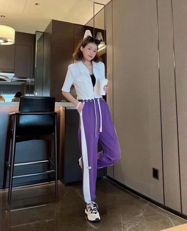 夏季新品女装天丝西装薄料休闲高腰显瘦运动时尚百搭束脚哈伦裤