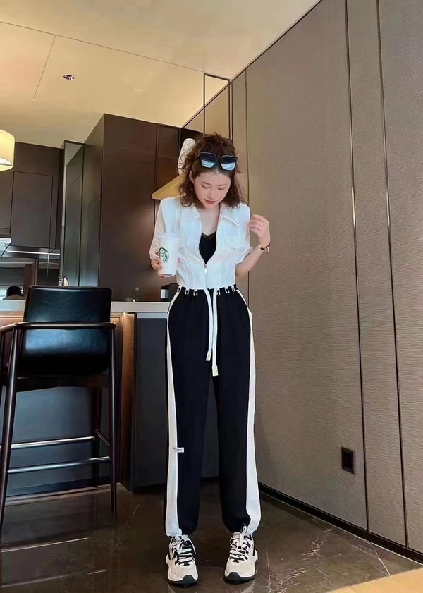 夏季新品女装天丝西装薄料休闲高腰显瘦运动时尚百搭束脚哈伦裤