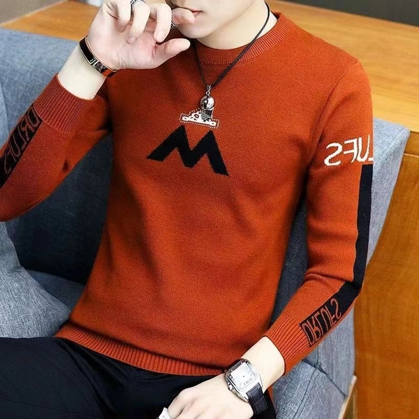 新款宽松圆领毛衣针织衫秋冬潮牌套头线衣