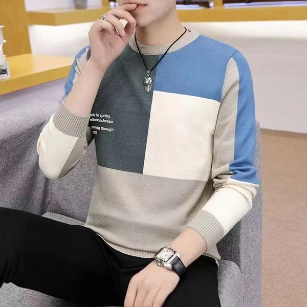 新款宽松圆领毛衣针织衫秋冬潮牌套头线衣