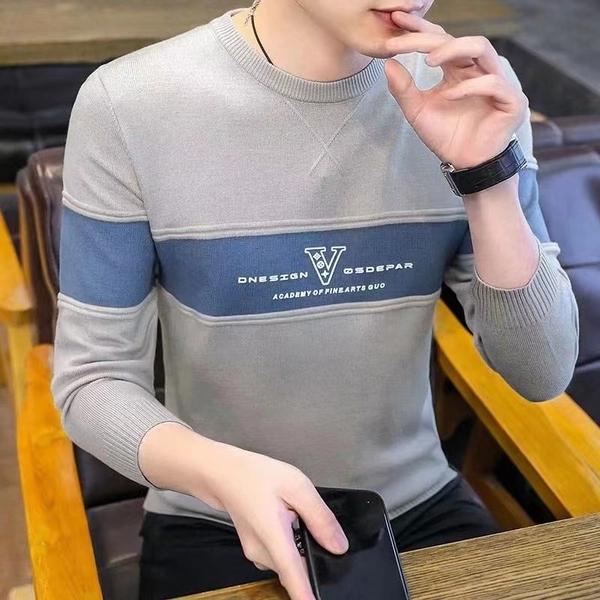 新款宽松圆领毛衣针织衫秋冬潮牌套头线衣