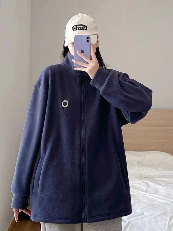 保暖抓绒上衣户外运动宽松秋冬摇粒绒拉链外套