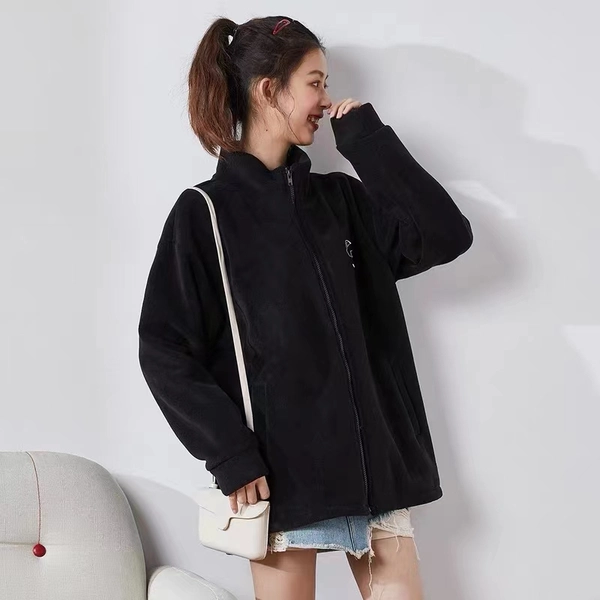 保暖抓绒上衣户外运动宽松秋冬摇粒绒拉链外套