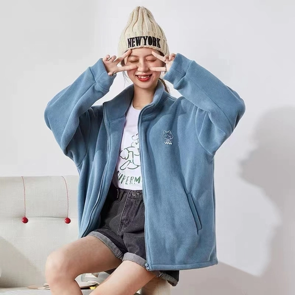 保暖抓绒上衣户外运动宽松秋冬摇粒绒拉链外套