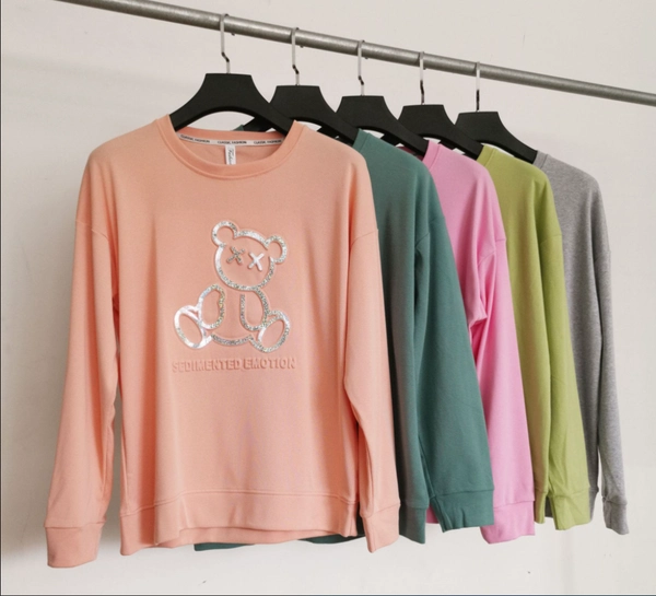 镭射3D立体卫衣女秋季韩版宽松大码女式圆领卫衣外贸地摊批发