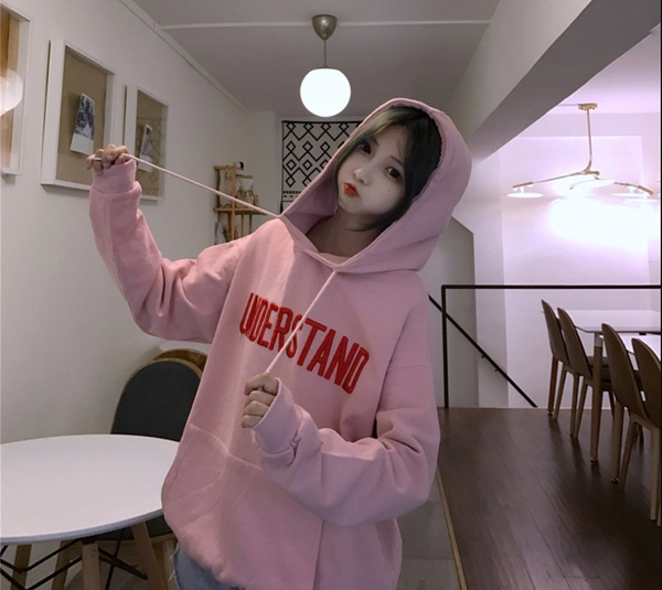 连帽卫衣新款韩版宽松大版型前后印花外贸地摊货卫衣