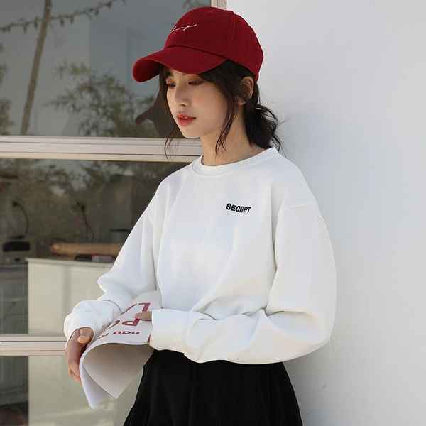 女装新款卫衣韩版宽松显瘦简约刺绣上衣外贸货源