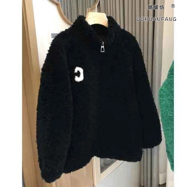 加绒外套女秋冬休闲减龄一体绒加厚立领颗粒绒保暖外套