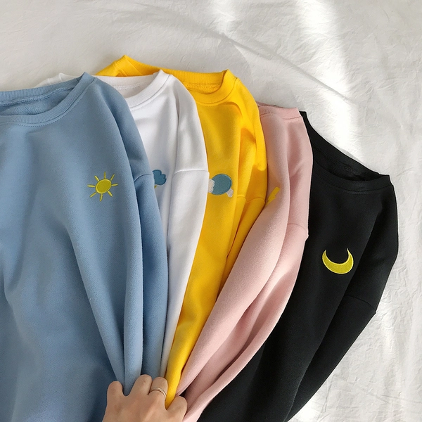 女装新款卫衣韩版宽松显瘦简约刺绣上衣外贸货源