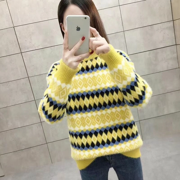 女装仿水貂毛大版毛衣百搭宽松大码加厚针织衫