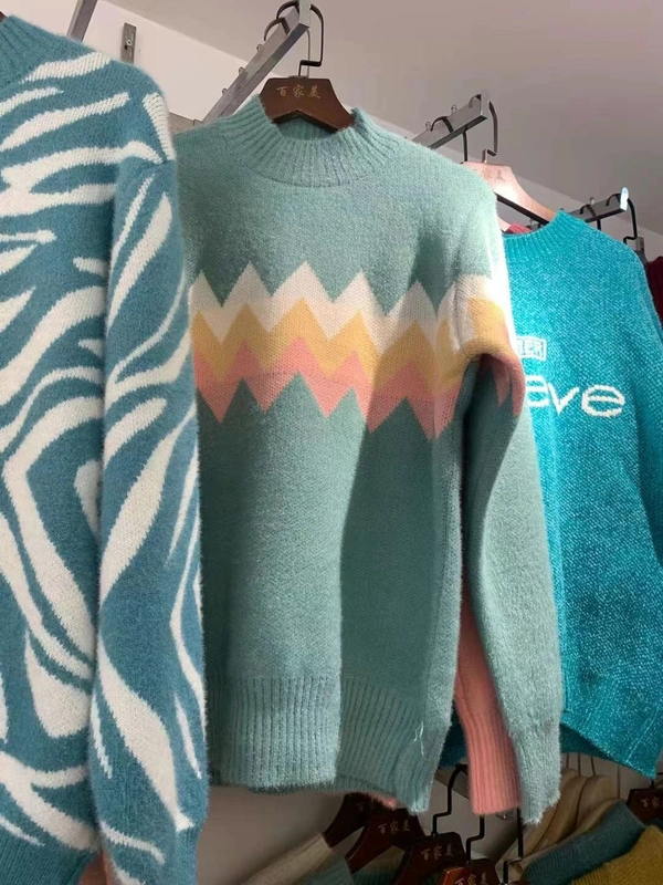 女装仿水貂毛大版毛衣百搭宽松大码加厚针织衫