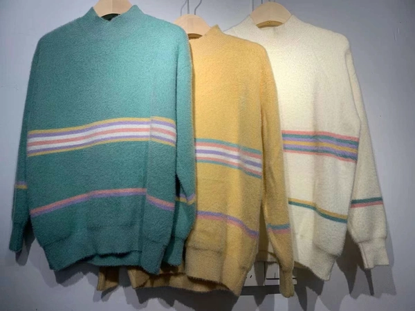 女装仿水貂毛大版毛衣百搭宽松大码加厚针织衫