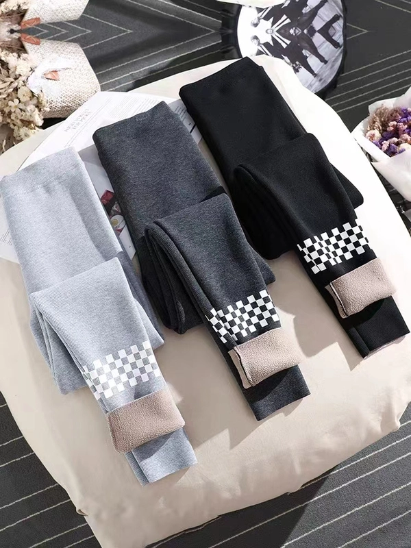 韩版字母加绒加厚打底裤颗粒绒保暖高腰收腹显瘦修身裤